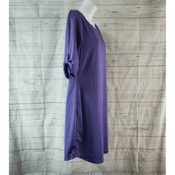 Soybu‎ Womens Dress Sz Medium Purple Striped Tabbed Sleeves - Picture 3 of 5